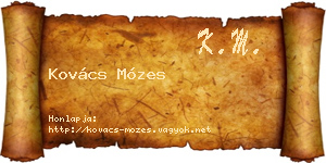 Kovács Mózes névjegykártya